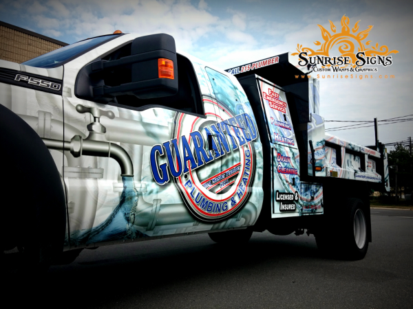 New Fleet Wraps for Guaranteed Plumbing’s Ford 550 Dump Truck!